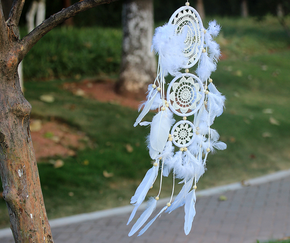 ms6005 新款多环鹅毛捕梦网 羽毛装饰挂件 家居羽毛装饰品