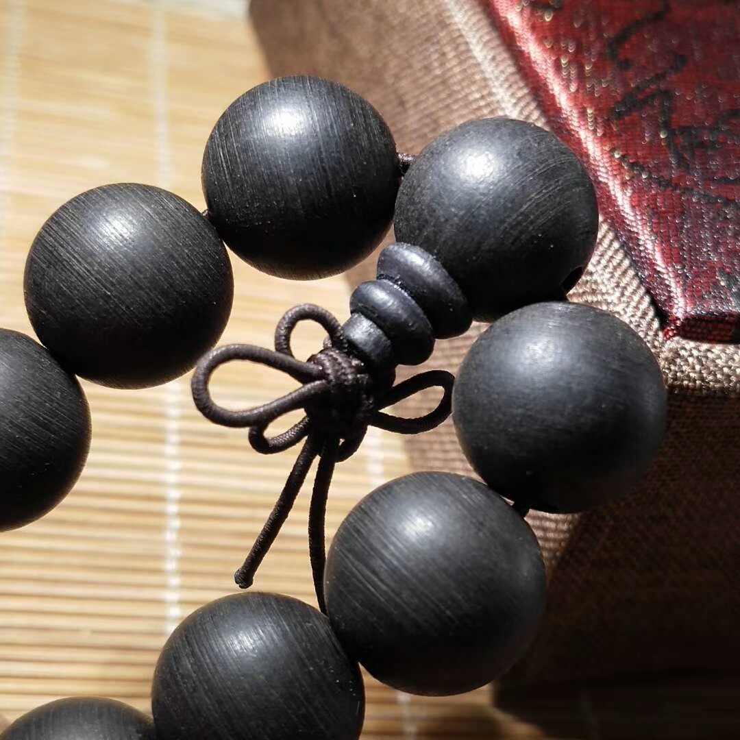 越南精美老料水沉沉香手串1.5佛珠手链高密度念珠沉水级古玩保真