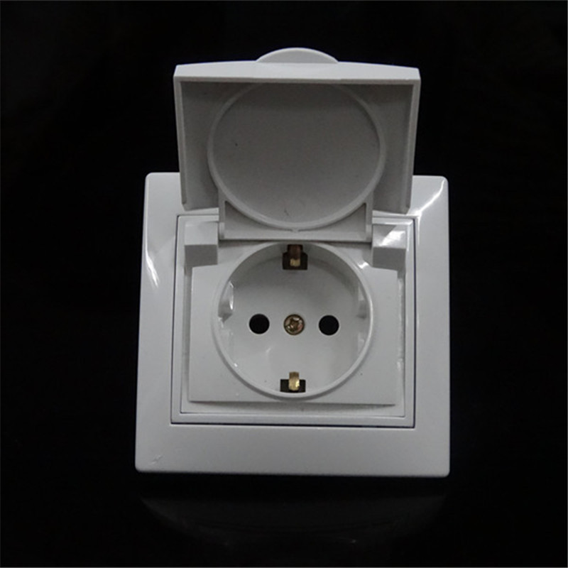 带保护盖防水防尘德式墙壁插座16a250v