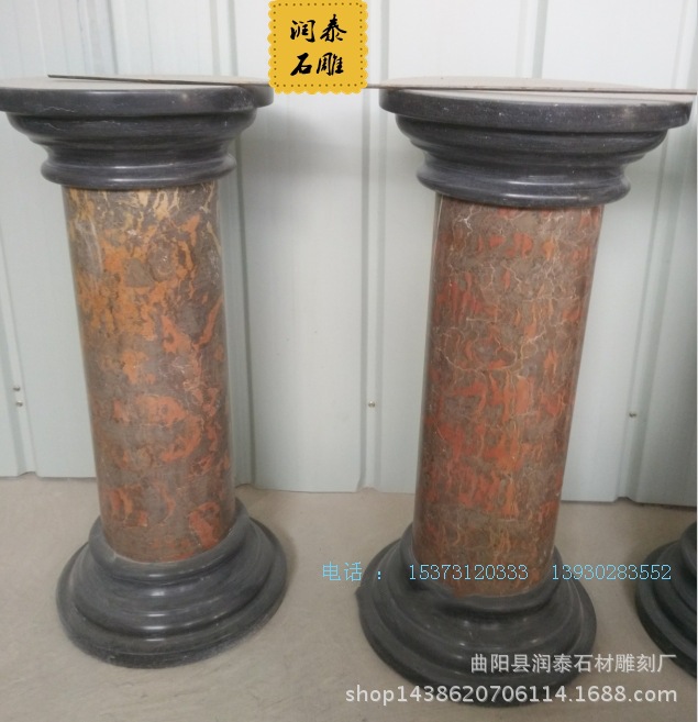 石雕花台柱 罗马柱室内摆件 大理石花瓶柱家庭装饰 加工定做石柱