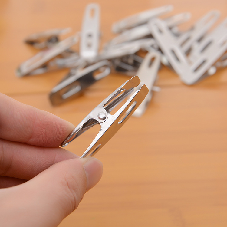 20个装无磁不锈钢防风夹 1.0小号晾晒内衣袜夹子票夹