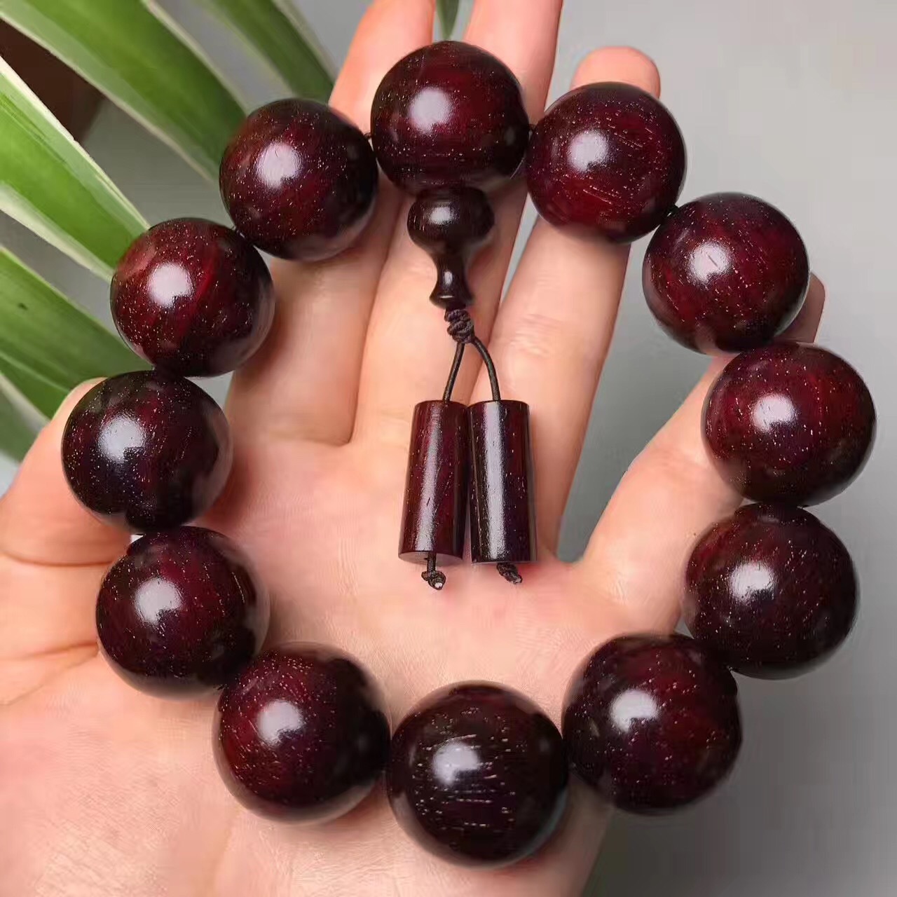 赞比亚血檀鸡血红2.0满金星佛珠手串胜似小叶紫檀男士手链批发