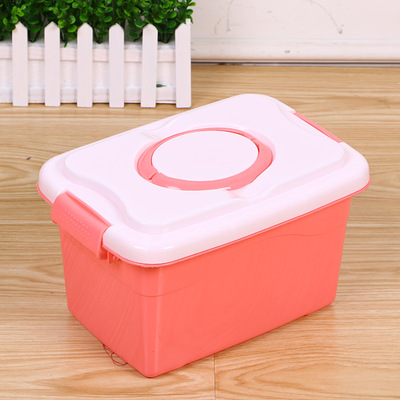 厂家直销 小型整理箱 双提手纯色塑料简易收纳箱 量大优惠