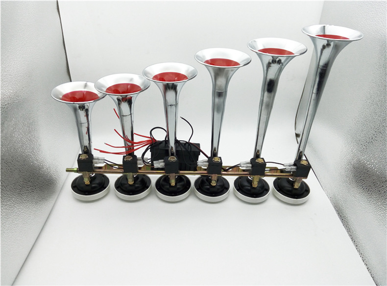厂家直销 汽车6管气喇叭 12v/24v金属改装汽车鸣笛汽笛 特价批发