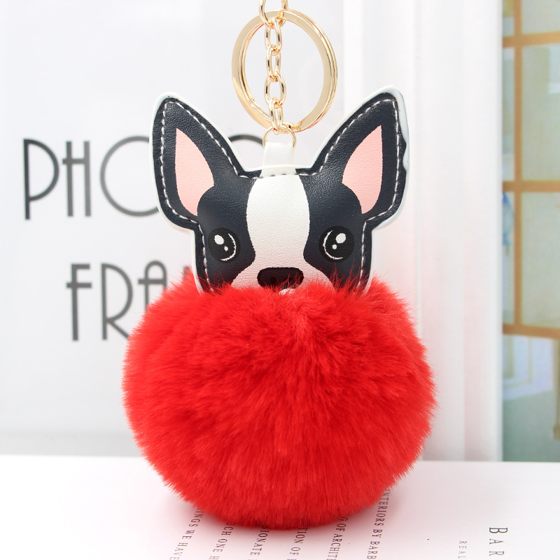 Koorol Fur Cartoon Puppy Fur Ball Keychain Creative Plush Handbag Pendant Imitation Rex Rabbit Furry Ball Decorations