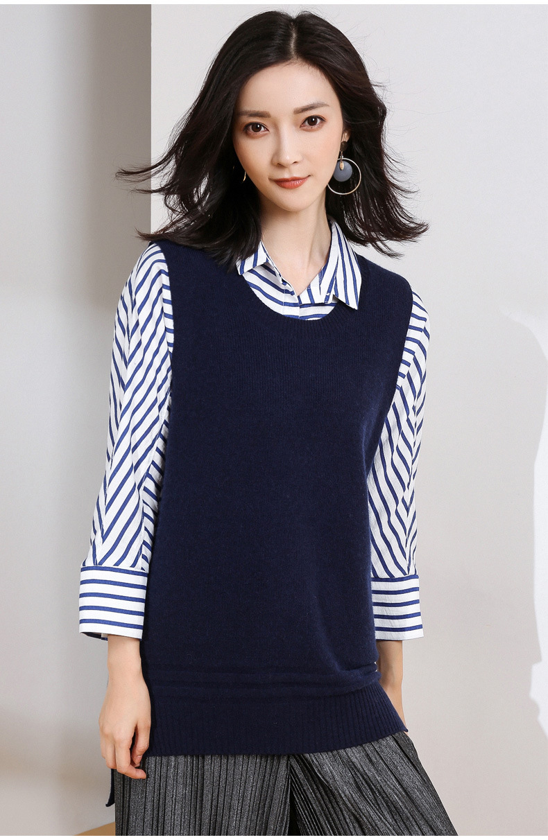 2017秋冬新款羊绒衫无袖圆领羊绒背心女保暖厚款针织百搭马甲