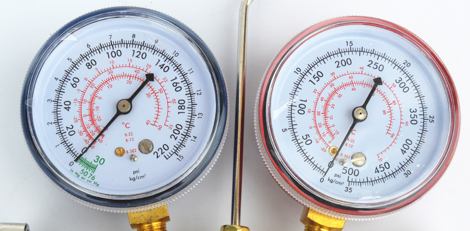 鸿森r22空调加氟表ct-536g螺纹丝接加氟表组冷媒雪种压力表双表阀