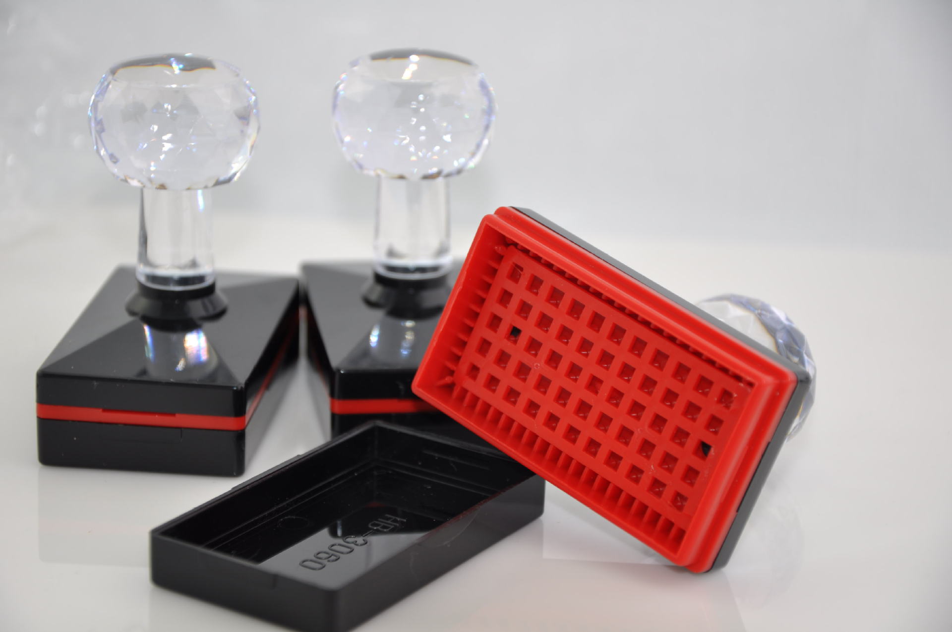 hb42圆形章料批发水晶柄光敏材料配7mm光敏垫 光敏印章材料批发