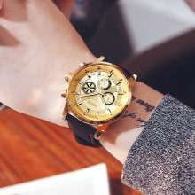MIKE米可韩范男士手表带防水运动表学生时尚潮流大盘皮带石英手表