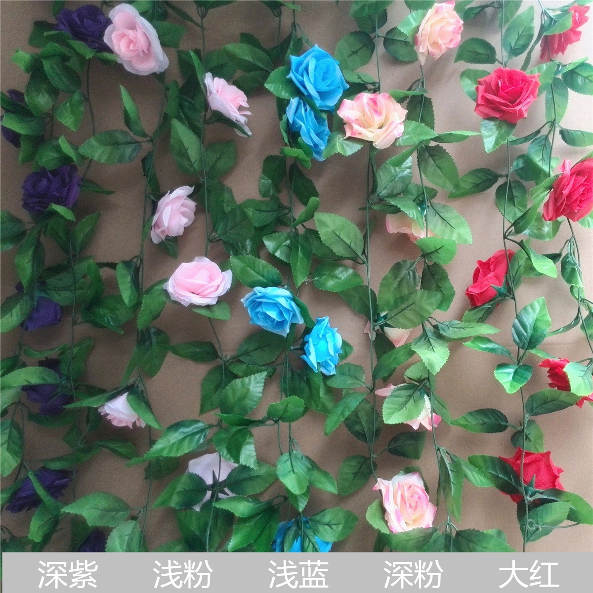 Artificial Flower Rattan Fake Flower Rose Vine Green Leaf Plant Photography Props Plastic Fake Flower Wedding Home Decoration