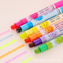 韩版学生文具 可爱糖果色果冻固体荧光笔 6色一盒83g C411