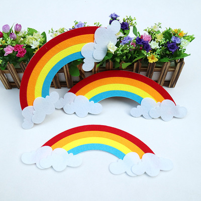 幼儿园儿童手工diy环境墙贴布置装饰不织布毛毡彩虹云朵黑板贴纸
