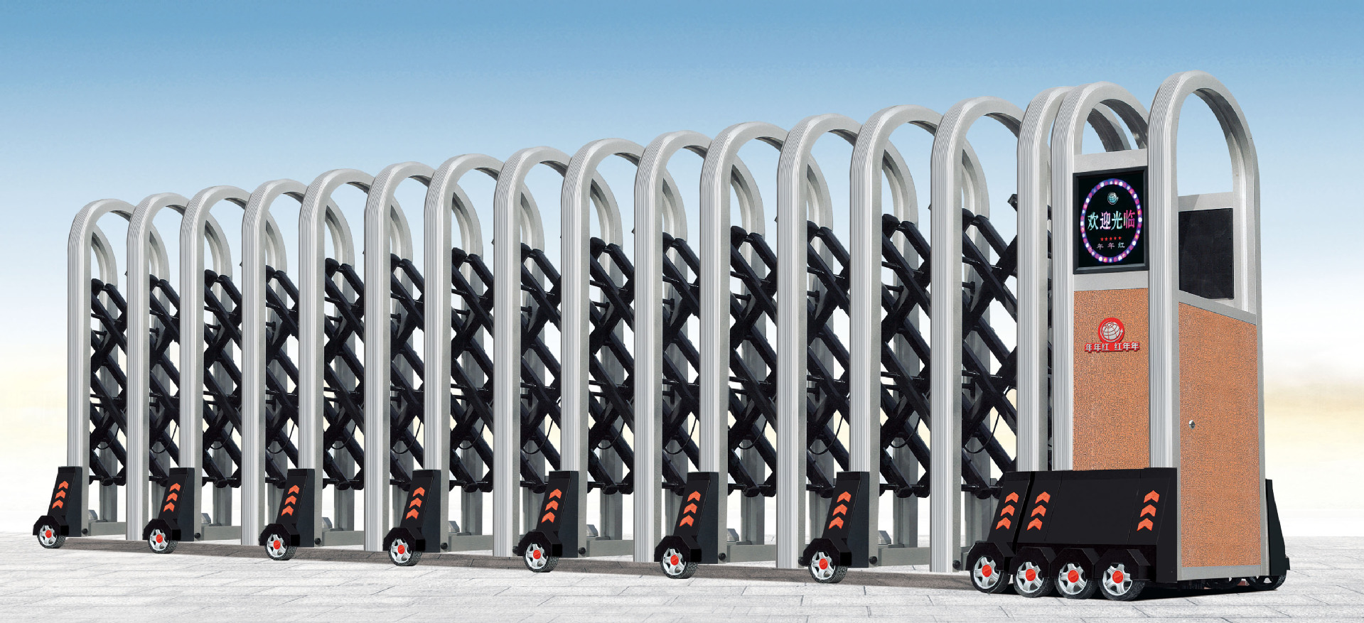 年年 红品牌中华曲韵电动伸缩门金属门自动门推拉门