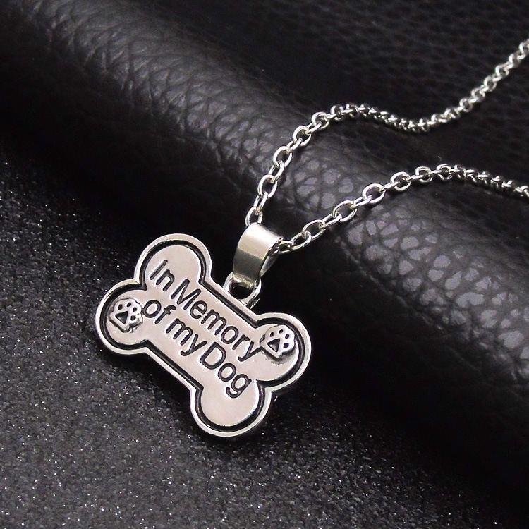 欧美饰品 新款狗爪吊坠in memory of my 创意狗牌项链 厂家批发