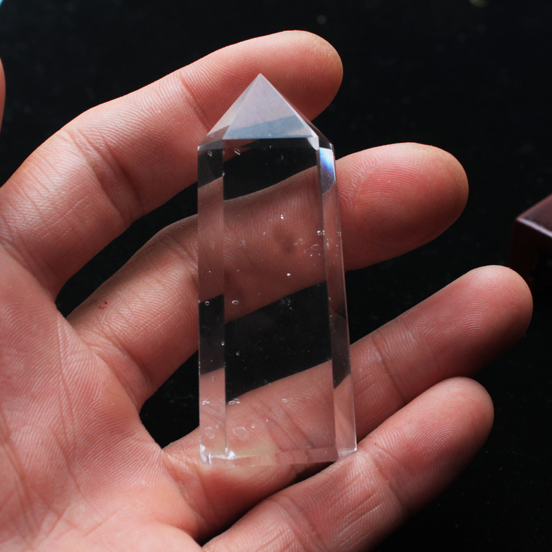特价天然白水晶六棱柱摆件原石正六边形水晶柱家居风水摆饰