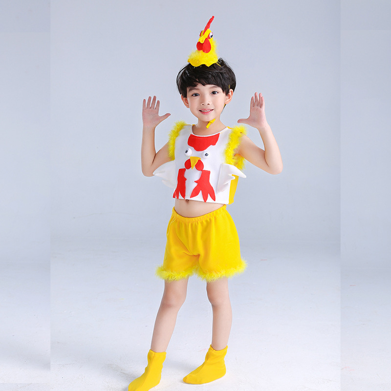 新款小鸡也疯狂演出服儿童动物舞蹈服小鸡造型服装幼儿表演服批发