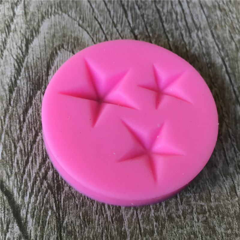 diy翻糖蛋糕模具3连大五角星硅胶模巧克力滴胶泥丸工具