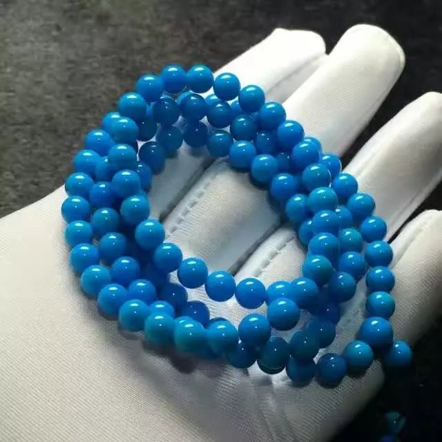 四川成都天然美国绿松石蓝料干净无线,精品高货蓝松石手链批发