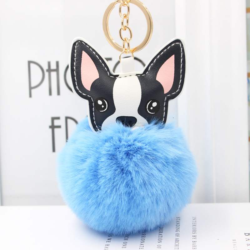 Koorol Fur Cartoon Puppy Fur Ball Keychain Creative Plush Handbag Pendant Imitation Rex Rabbit Furry Ball Decorations