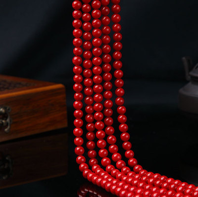 红珊瑚散珠_海竹仿红珊瑚散珠 4mm-12mm圆珠 半成品批发 沙丁红珊瑚