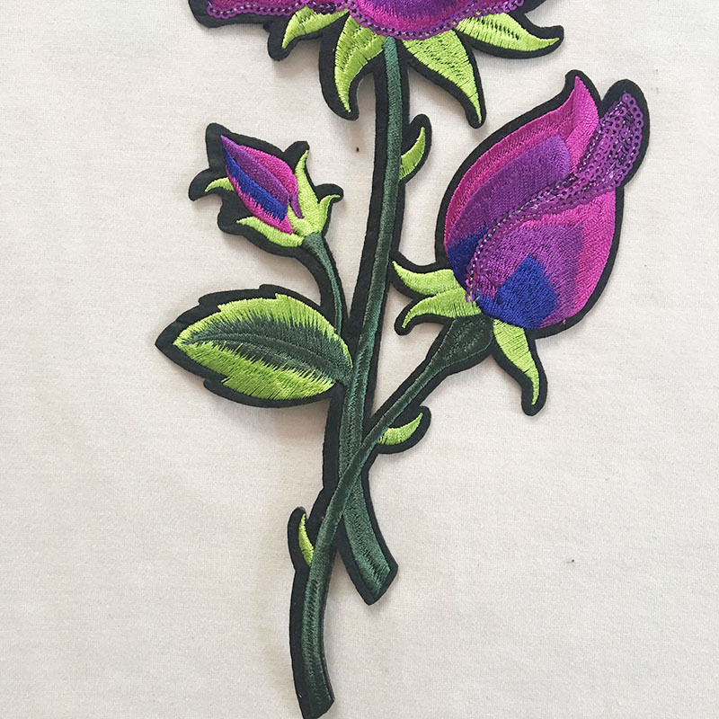 民族演出服装辅料 diy刺绣玫瑰花贴 衣服裤子补丁 大号背胶布贴