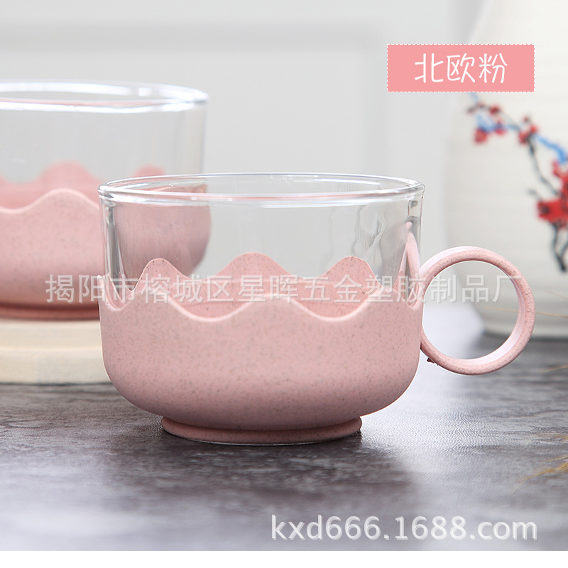 Creative Glass Heat-Resistant Water Cup with Handle Double Wall Water Bottle Coffee Cup Tea Set Gift Set Mug Gift 0415