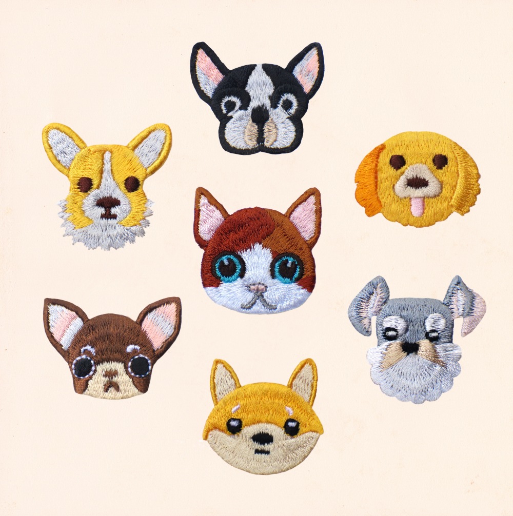 激萌小狗 卡通动物刺绣布贴时尚补丁贴衣服贴花代发diy辅料批发