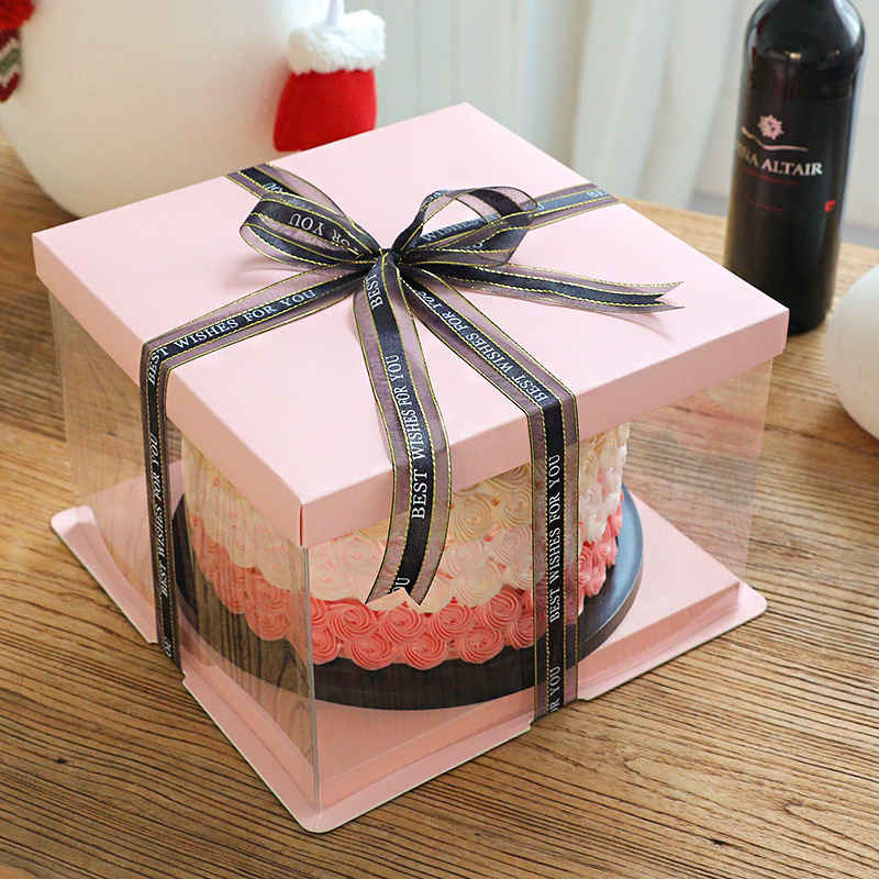 蛋糕盒透明三合一生日pet塑料4寸6寸8寸烘焙包装盒