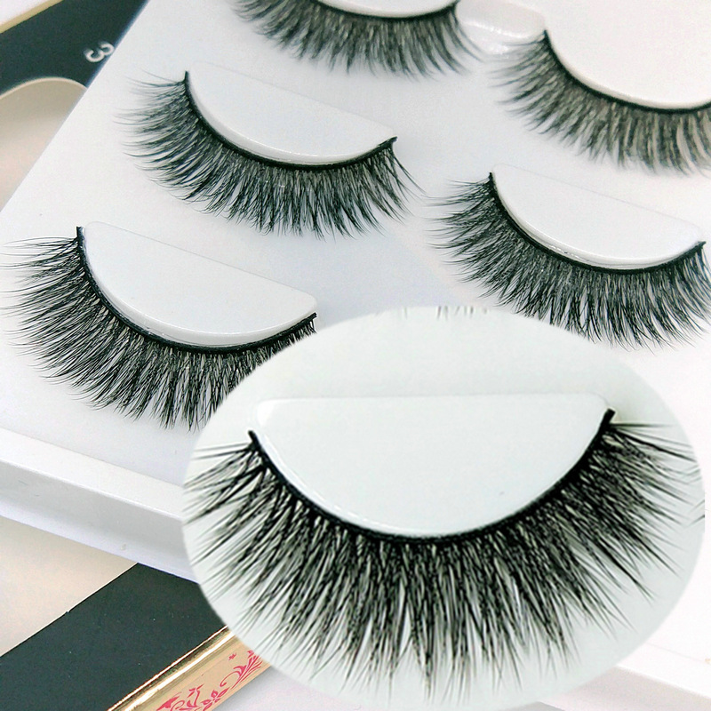 3d-07 False Eyelashes Handmade Three-Dimensional Multi-Layer Beauty Natural Simulation Cross 3 Pairs Installed Eyelash