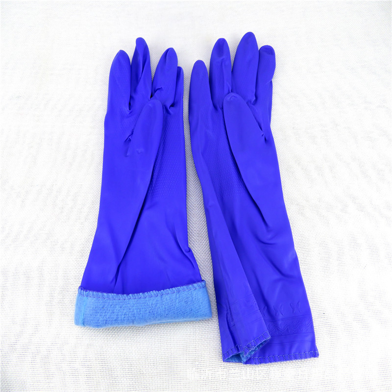 源头厂家加厚保暖绒里胶皮手套加长型 洗碗洗衣服防寒劳保手套