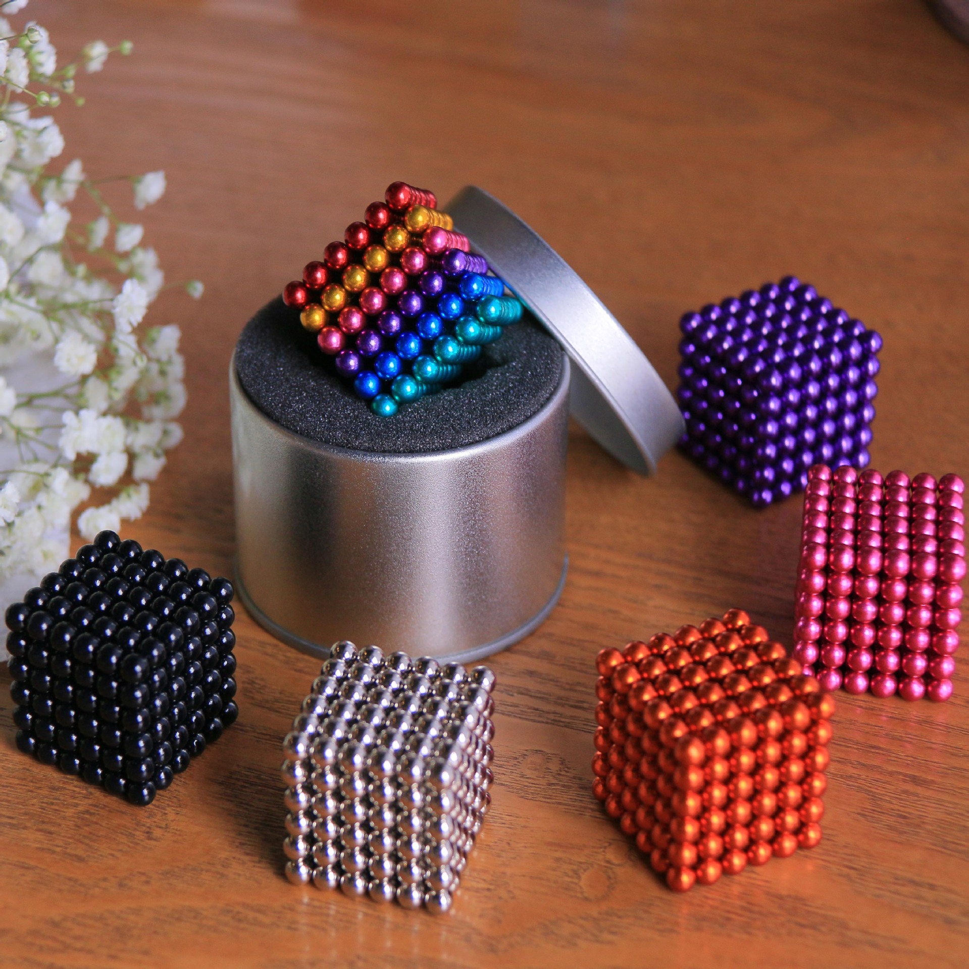 紫色巴克球玩具球钕铁硼金属益智球5mm216颗