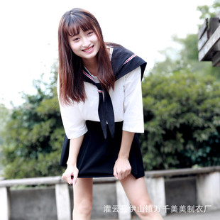 韩版中学生女校服 大领子短裙学生装制服班服套装批发