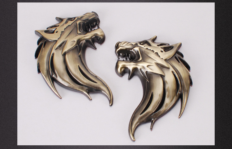 狼图腾徽章汽车个性狼头金属车贴改装车标狼头贴标金属狼标