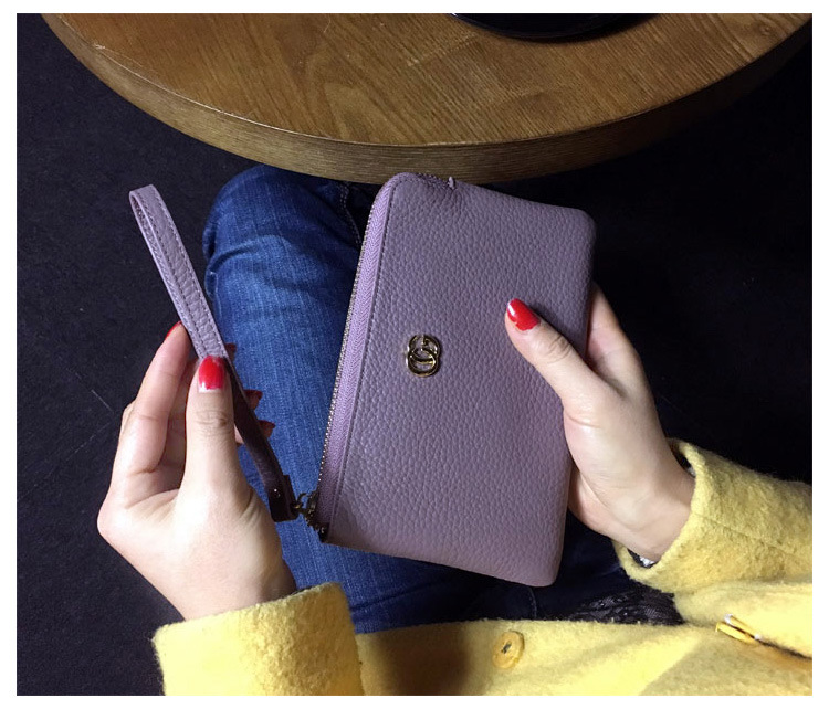 头层牛皮女士手包真皮拉链手拿包女小包手抓包潮迷你简约2016新款