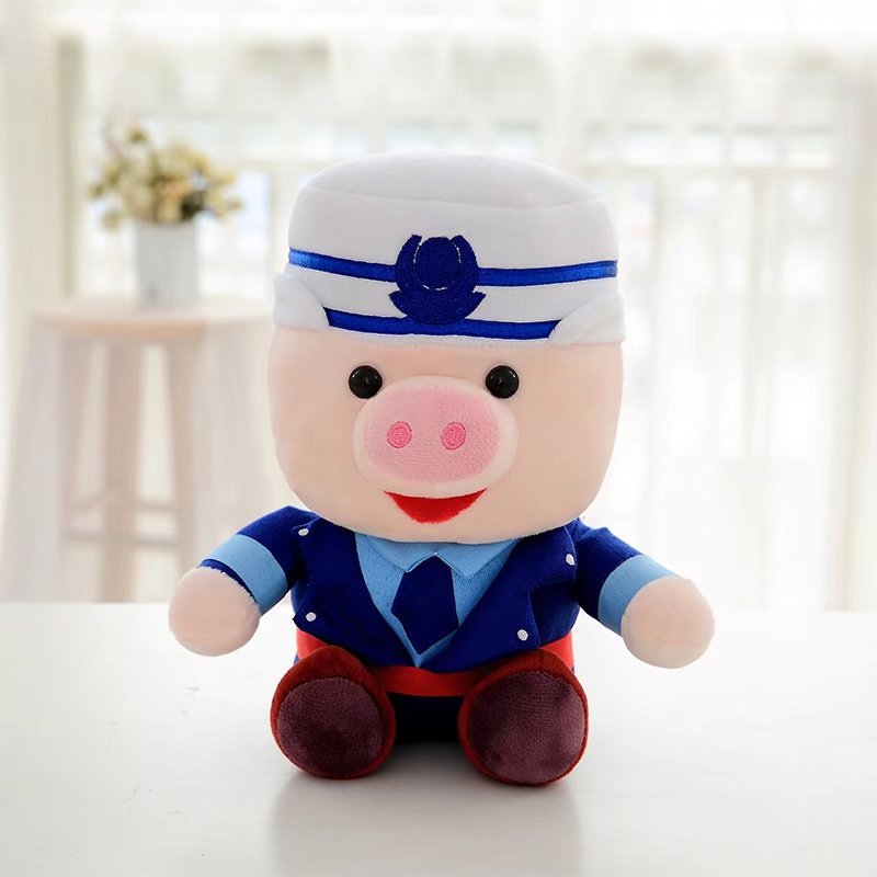 厂家直销创意卡通可爱警察猪公仔毛绒玩具送小朋友儿童节礼物玩偶