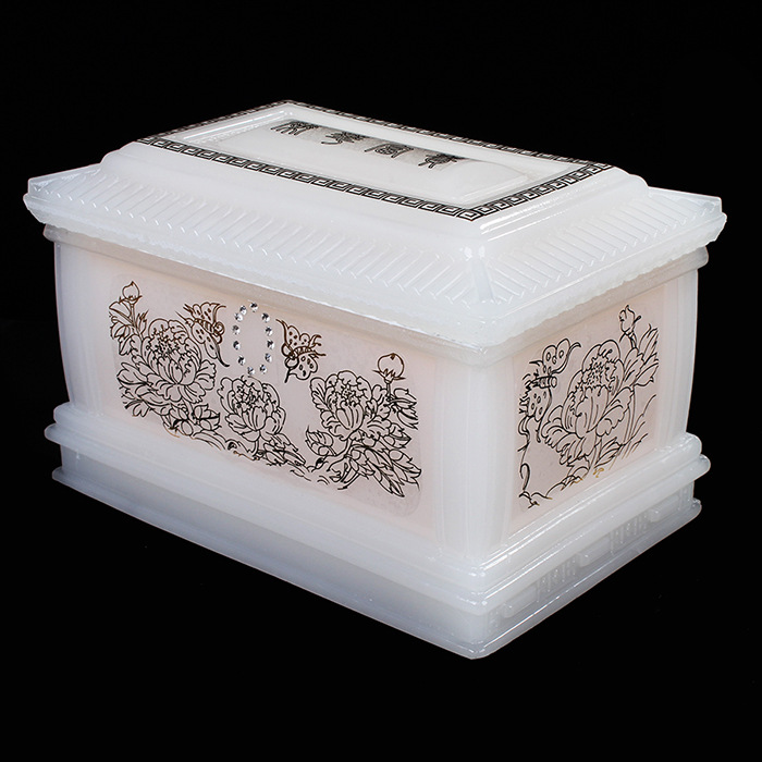厂家直销琉璃玻璃玉石荣华富贵骨灰盒 批发加工手工寿盒殡葬用品