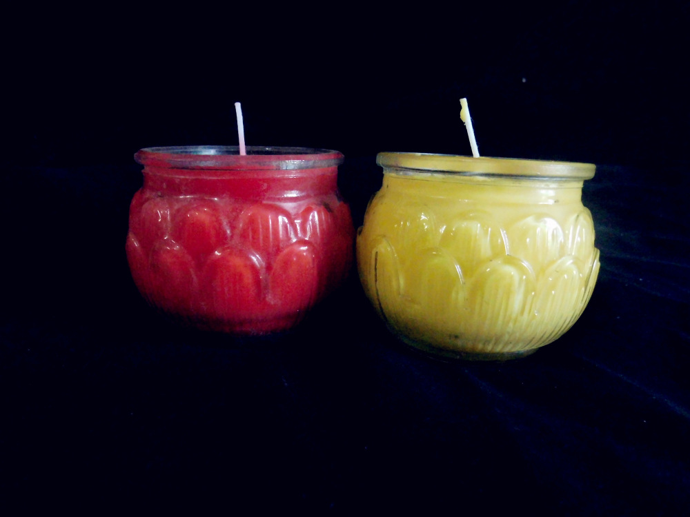 平口莲花玻璃杯酥油灯 供佛无烟蜡烛 约24小时无烟酥油灯