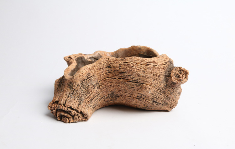 创意水泥仿树头双缸树根木头多肉花盆批发绿植微景观组合盆栽绿植