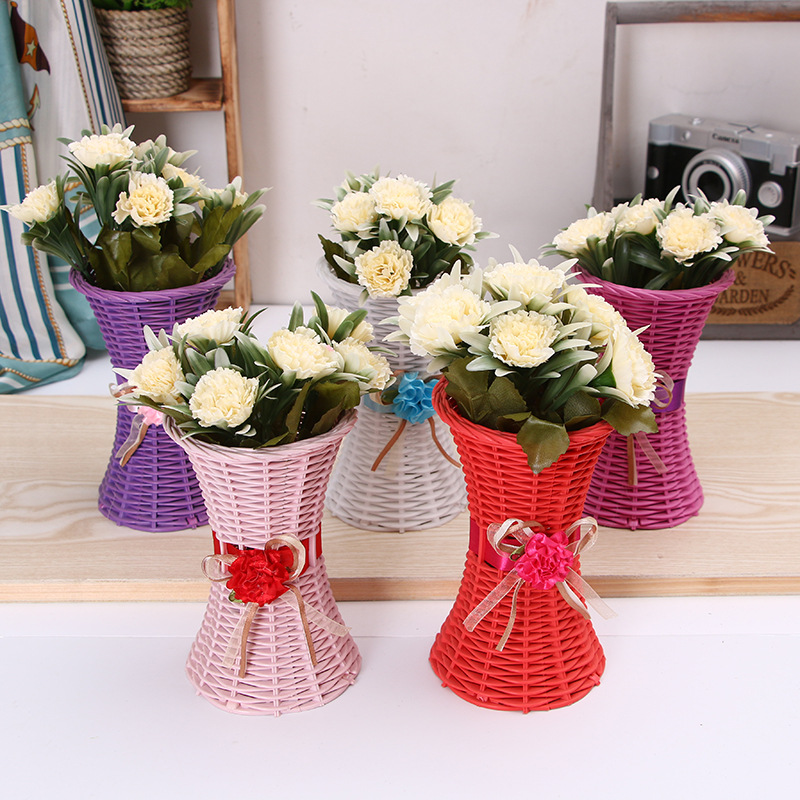 现代简约创意家居饰品装饰彩色塑料花瓶仿真家居装饰摆件