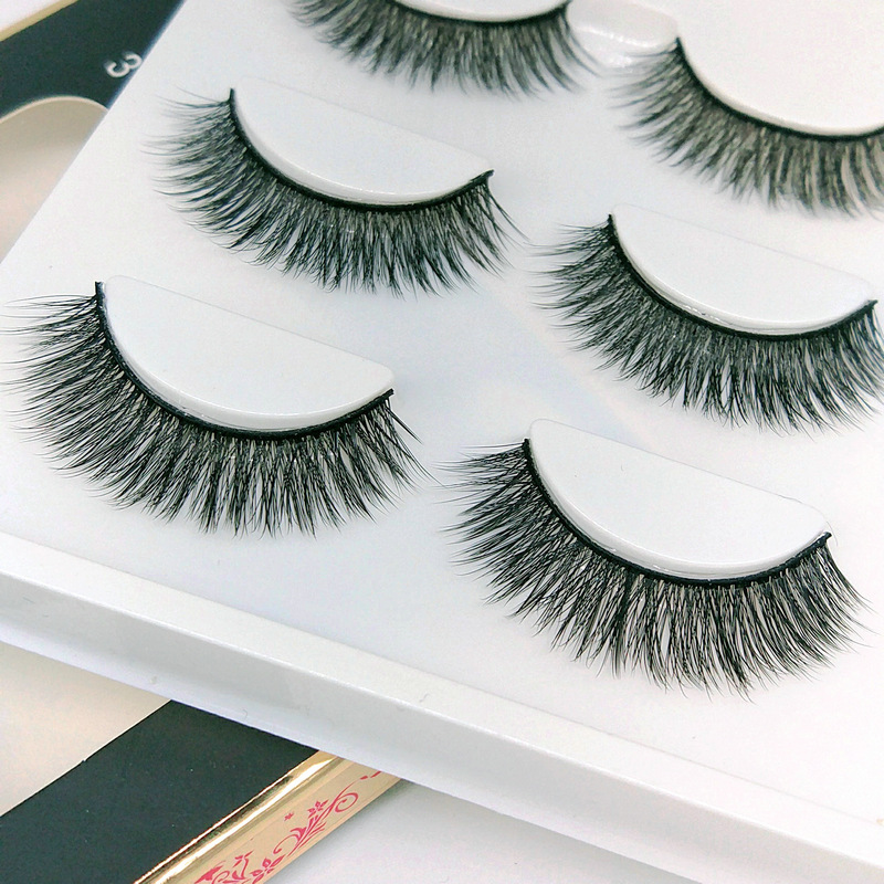 3d-07 False Eyelashes Handmade Three-Dimensional Multi-Layer Beauty Natural Simulation Cross 3 Pairs Installed Eyelash