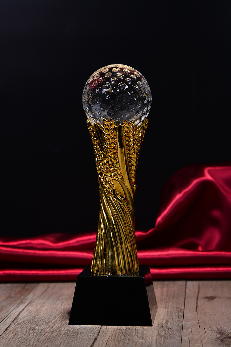 水晶金属树脂工艺品 球体奖杯奖杯制做 足球运动奖杯水晶摆件