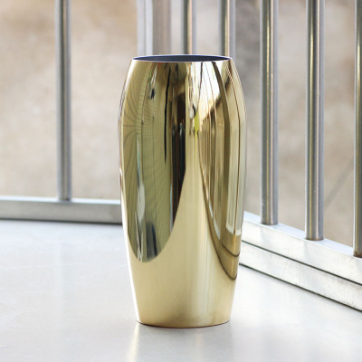 金色玻璃花瓶 现代简约电镀餐厅酒店软装干花插花器北欧客厅摆件
