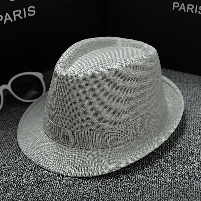 Cotton Linen Fabric Panama Solid Color Billycock Fedora Hat Sun Hat Men's Ladies Couple British Sun Hat