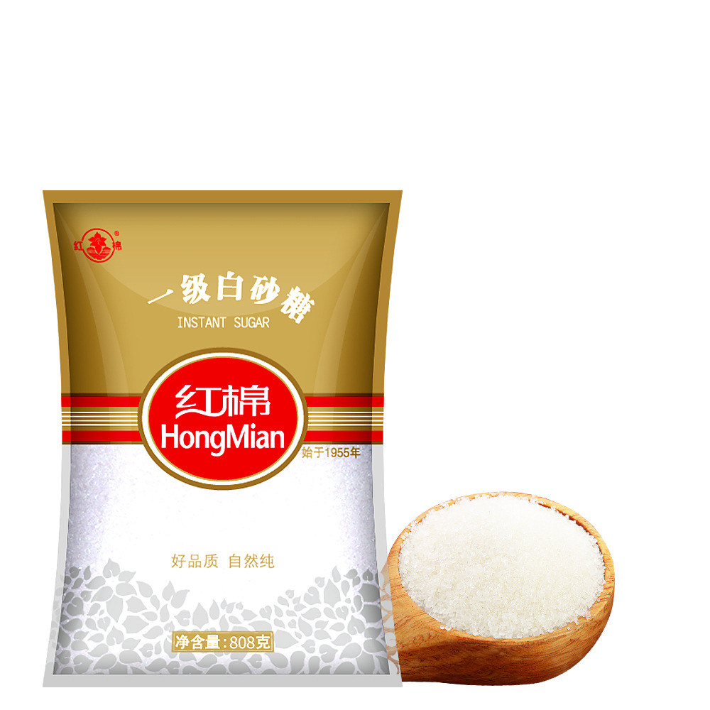 红棉白糖正宗一级白砂糖808g/袋食糖碳法糖蔗糖粗砂糖厨房调味糖