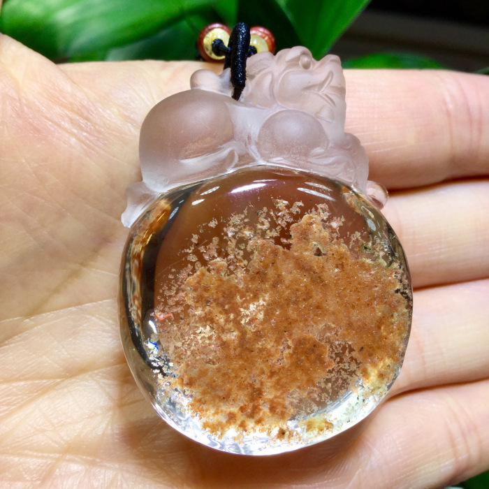 东海水晶 天然黄幽灵聚宝盆貔貅吊坠 巴西老矿料 时尚大气