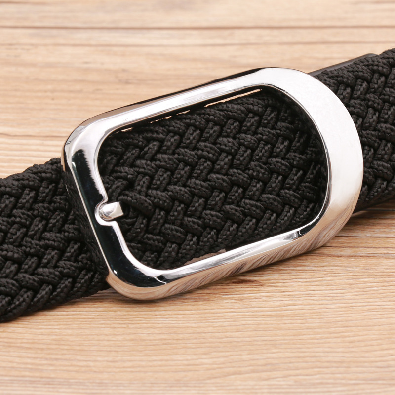 日字扣男女编织皮带韩版帆布商务休闲弹力皮带松紧腰带厂家批发