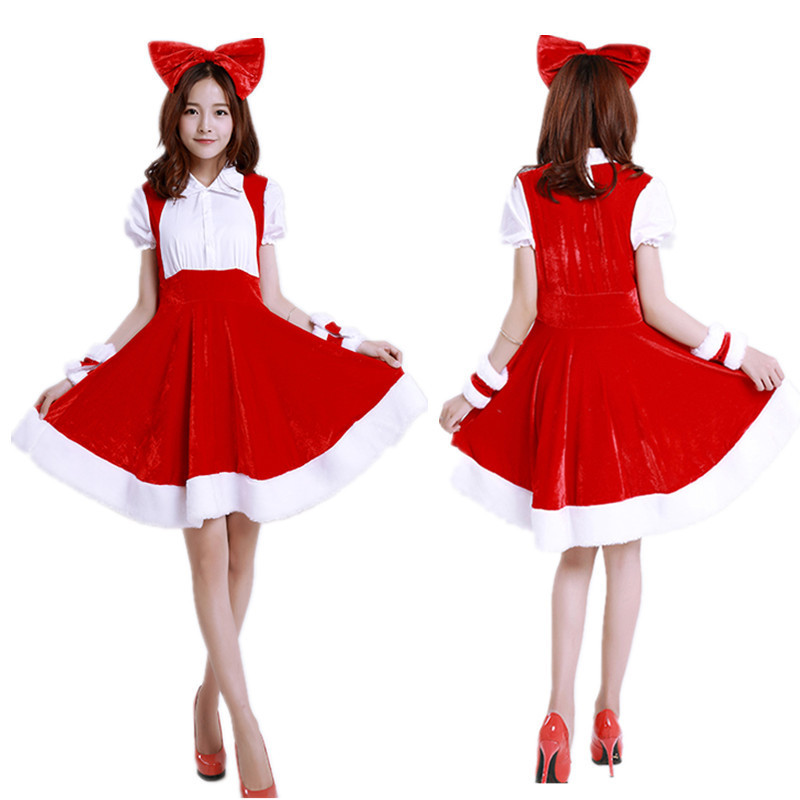 圣诞节喜气红色猫女郎圣诞服万圣节服装兔女郎cosplay服米老鼠服