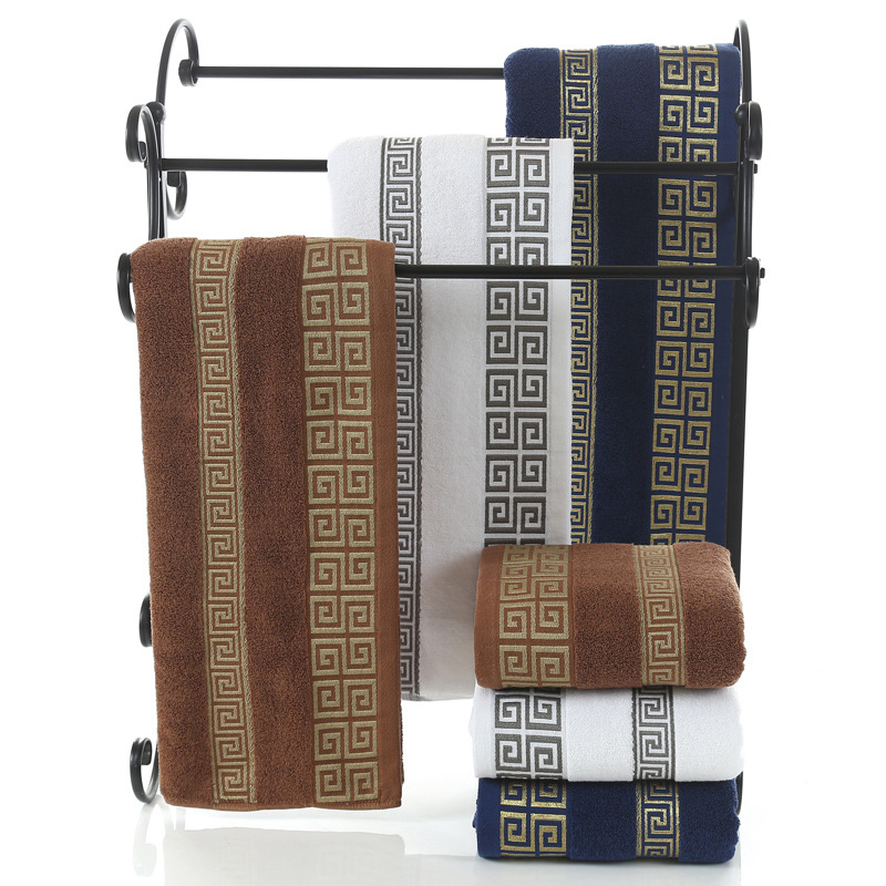 跨境批发棉32股万字格断档浴巾加大加厚浴巾酒店洗浴礼品浴巾