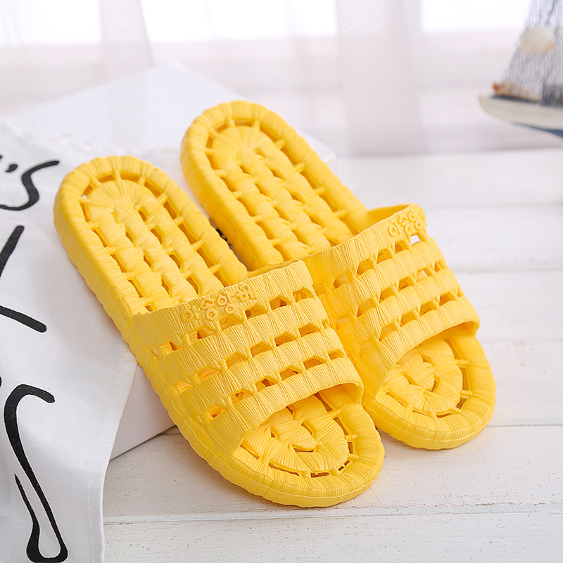 Bathroom Slippers Non-Slip Bath Hollow Leaking Home Couple Indoor PVC Men's and Women's Plastic Slippers Summer