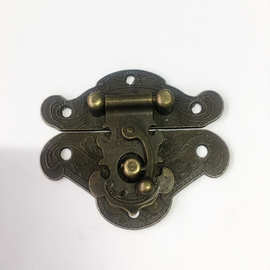 3%仿古锁扣搭扣箱扣樟木箱子五金纯铜配件首饰盒老式家具复古锁片锁